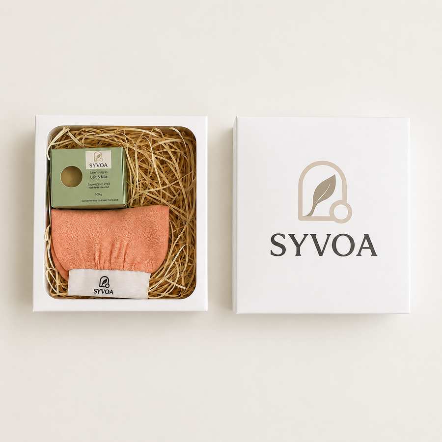 Coffret Cadeaux Syvoa- Savons Artisanaux & Gant Exfoliant