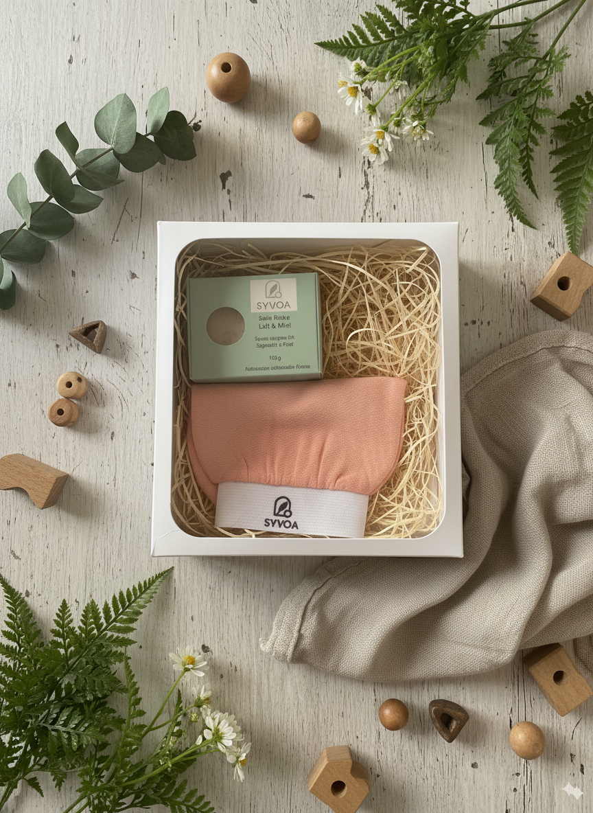 Coffret Cadeaux Syvoa- Savons Artisanaux & Gant Exfoliant